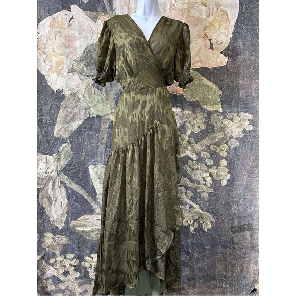 New Anthropologie Biscayne Ruffle Wrap Dress size L - Picture 6 of 10